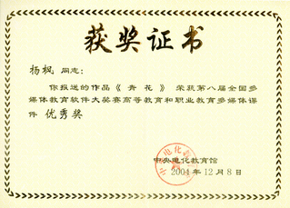 获奖证书.  第八届全国多媒体...